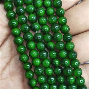 green Lacquered Glass Beads, round, approx 6mm dia, 70pcs per st