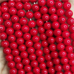 red fire Lacquered Glass Beads, round, approx 8mm dia, 52pcs per st