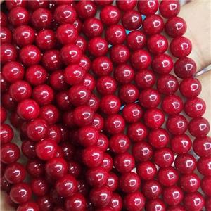 dp.Red fire Lacquered Glass Beads, round, approx 6mm dia, 70pcs per st