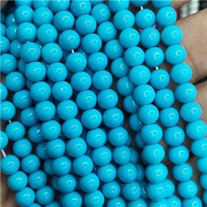 blue Lacquered Glass Beads, round, approx 6mm dia, 70pcs per st