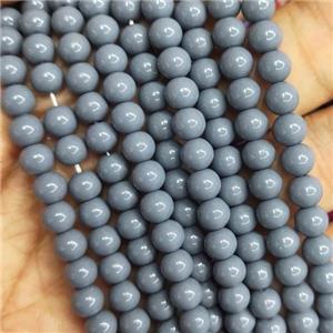 round grey fire Lacquered Glass Beads, approx 6mm dia, 70pcs per st