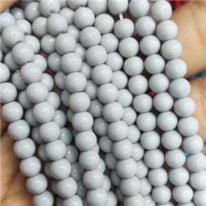 lt.gray Lacquered Glass Beads, round, approx 4mm dia, 105pcs per st