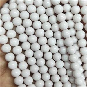 white fire Lacquered Glass Beads, round, approx 6mm dia, 70pcs per st