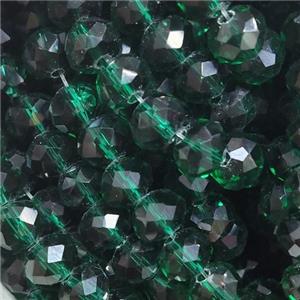 Peacockgreen Chinese Crystal Glass Beads Faceted Rondelle, approx 8mm, 68pcs per st