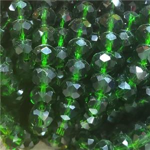 Deepgreen Chinese Crystal Glass Beads Faceted Rondelle, approx 8mm, 68pcs per st