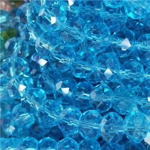 Aqua Chinese Crystal Glass Beads Faceted Rondelle, approx 8mm, 68pcs per st