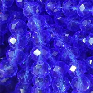 Royalblue Chinese Crystal Glass Beads Faceted Rondelle, approx 8mm, 68pcs per st