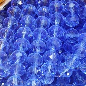 Skyblue Chinese Crystal Glass Beads Faceted Rondelle, approx 8mm, 68pcs per st