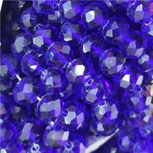 LapisBlue Chinese Crystal Glass Beads Faceted Rondelle, approx 8mm, 68pcs per st