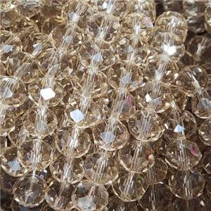 Champagne Chinese Crystal Glass Beads Faceted Rondelle, approx 8mm, 68pcs per st