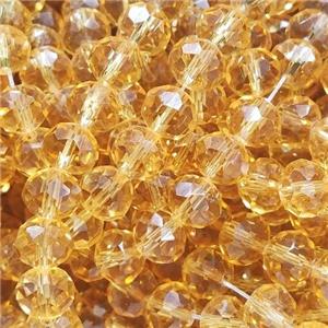 Gold Champagne Chinese Crystal Glass Beads Faceted Rondelle, approx 8mm, 68pcs per st