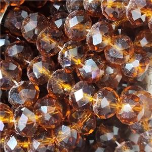 Deep AmberGold Chinese Crystal Glass Beads Faceted Rondelle, approx 8mm, 68pcs per st