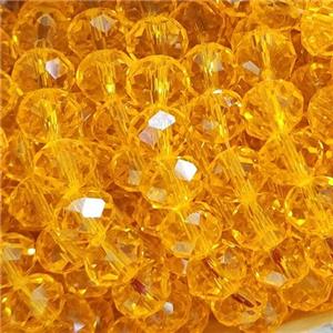 Gold Chinese Crystal Glass Beads Faceted Rondelle, approx 8mm, 68pcs per st