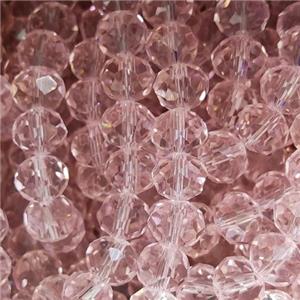 Peach Chinese Crystal Glass Beads Faceted Rondelle, approx 8mm, 68pcs per st