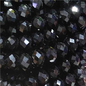 Black Chinese Crystal Glass Beads Faceted Rondelle, approx 8mm, 68pcs per st