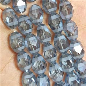 grayBlue Crystal Glass Beads Faceted Barrel, approx 10x14mm, 50pcs per st