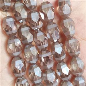 Champagne Crystal Glass Beads Faceted Barrel, approx 10x14mm, 50pcs per st