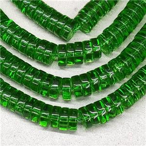 Green Crystal Glass Heishi Spacer Beads, approx 3x8mm, 94pcs per st