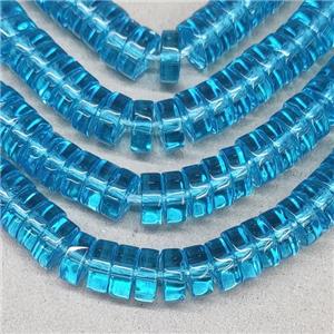 Blue Crystal Glass Heishi Spacer Beads, approx 3x8mm, 94pcs per st