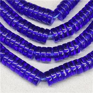 LapisBlue Crystal Glass Heishi Spacer Beads, approx 3x8mm, 94pcs per st