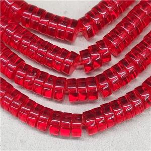Red Crystal Glass Heishi Spacer Beads, approx 3x8mm, 94pcs per st