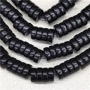 Black Jadeite Glass Heishi Spacer Beads, approx 3x8mm, 94pcs per st
