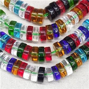 Crystal Glass Heishi Spacer Beads Mixed Color, approx 3x8mm, 94pcs per st