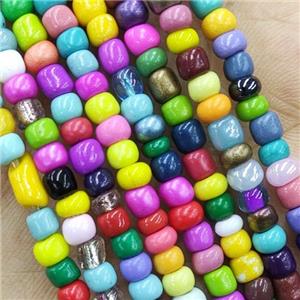 Mixed Color Lampwork Glass Rondelle Beads Tiny, approx 4mm