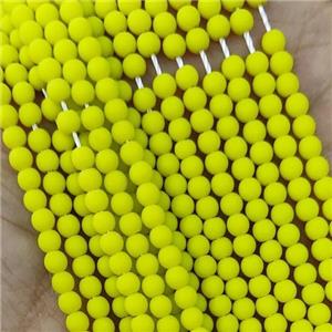 Yellow Glass Seed Beads Round Matte, approx 2.7mm