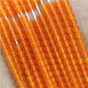 Orange Glass Seed Beads Round Matte, approx 2.7mm