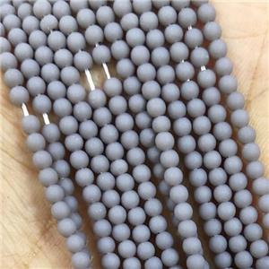 Gray Glass Seed Beads Round Matte, approx 2.7mm