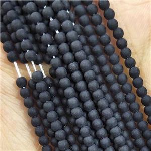 Black Glass Seed Beads Round Matte, approx 2.7mm