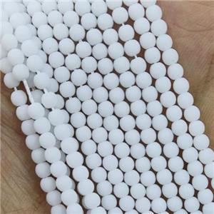 White Glass Seed Beads Round Matte, approx 2.7mm