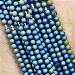 GreenBlue Glass Seed Beads Round Matte, approx 2.7mm