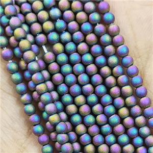 Rainbow Glass Seed Beads Round Matte, approx 2.7mm