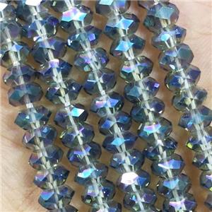BlueRainbow Crystal Glass Beads Faceted Rondelle, approx 3x6mm
