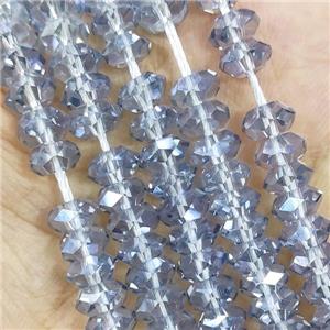 BlueGray Crystal Glass Beads Faceted Rondelle, approx 3x6mm
