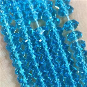Aqua Crystal Glass Beads Faceted Rondelle, approx 3x6mm