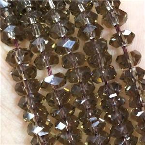 Smoky Crystal Glass Beads Faceted Rondelle, approx 3x6mm