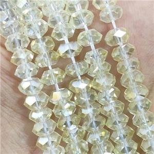 Lt.Yellow Crystal Glass Beads Faceted Rondelle AB-Color, approx 3x6mm