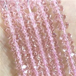 Pink Crystal Glass Beads Faceted Rondelle, approx 3x6mm
