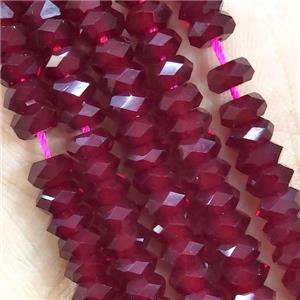 Ruby Red Crystal Glass Beads Faceted Rondelle, approx 3x6mm