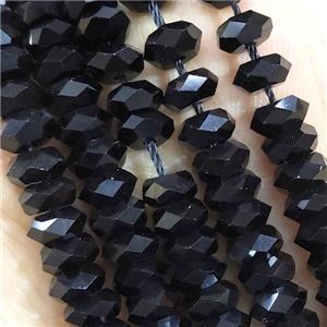 Black Crystal Glass Beads Faceted Rondelle, approx 3x6mm