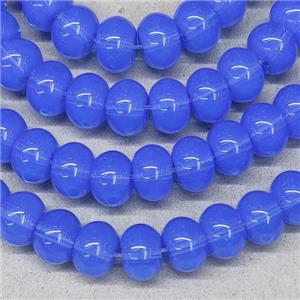 Blue Jadeite Glass Rondelle Beads, approx 10mm, 50pcs per st