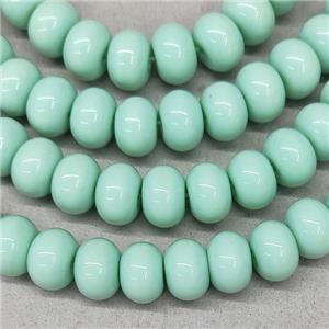 Green Jadeite Glass Rondelle Beads, approx 10mm, 50pcs per st