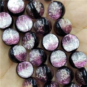 Pink Foil Glass Beads Round Smooth, approx 8mm, 50pcs per st