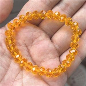 Orange Crystal Glass Bracelet Stretchy Faceted Rondelle, approx 8mm