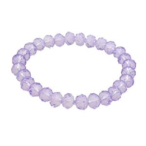 Purple Crystal Glass Bracelet Stretchy Faceted Rondelle, approx 8mm