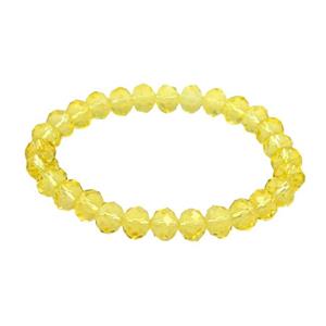 Yellow Crystal Glass Bracelet Stretchy Faceted Rondelle, approx 8mm