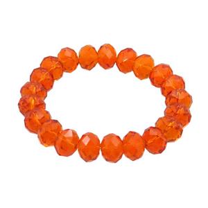 Orange Crystal Glass Bracelet Stretchy Faceted Rondelle, approx 12mm